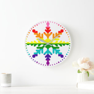 HBT TQ-Pridet Regnbåge Colorful jul Snowflake L Stor Klocka