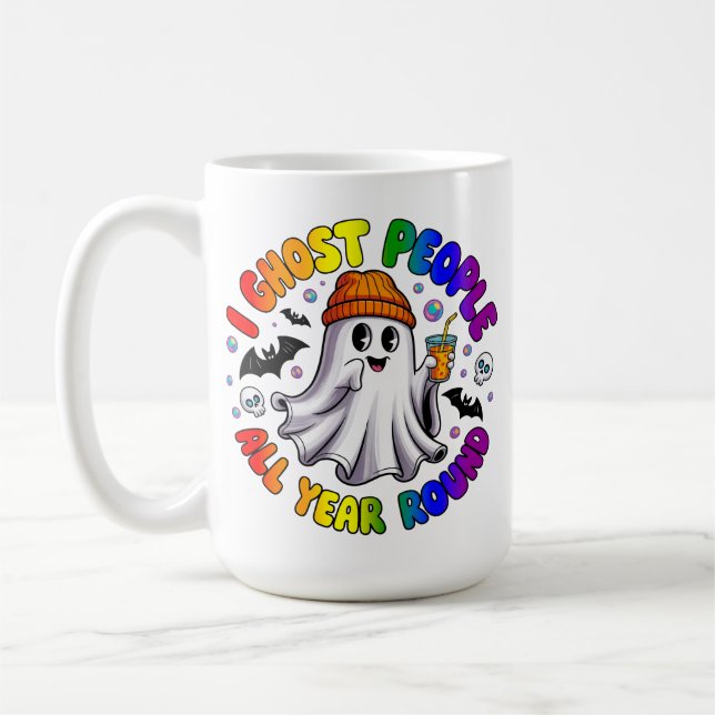 HBT TQ Rainbow Funny Halloween - I Ghost People Kaffemugg (Vänster)