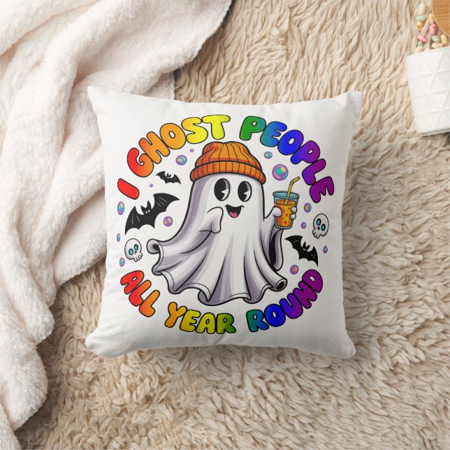 HBT TQ Rainbow Funny Halloween - I Ghost People Kudde (Filt)