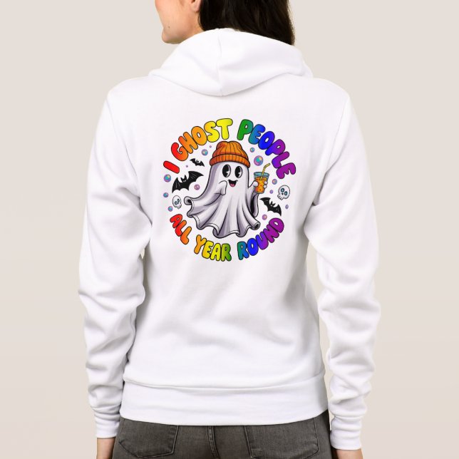 HBT TQ Rainbow Funny Halloween - I Ghost People T Shirt (Baksida)