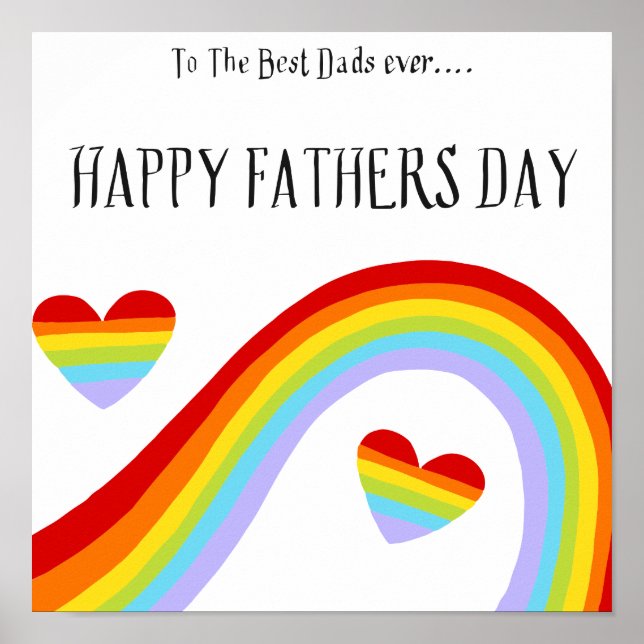HBT TQ Rainbow & Hearts Lycklig Fars dag Poster (Framsidan)