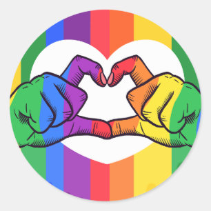 HBT TQ Rainbow Pride Kärlek Händer Runt Klistermärke