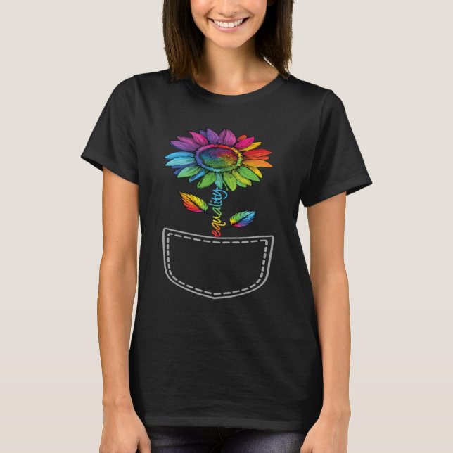 HBT TQ Rainbow Solros Gay Kärlek Pride Equal Flowe T Shirt (Framsida)