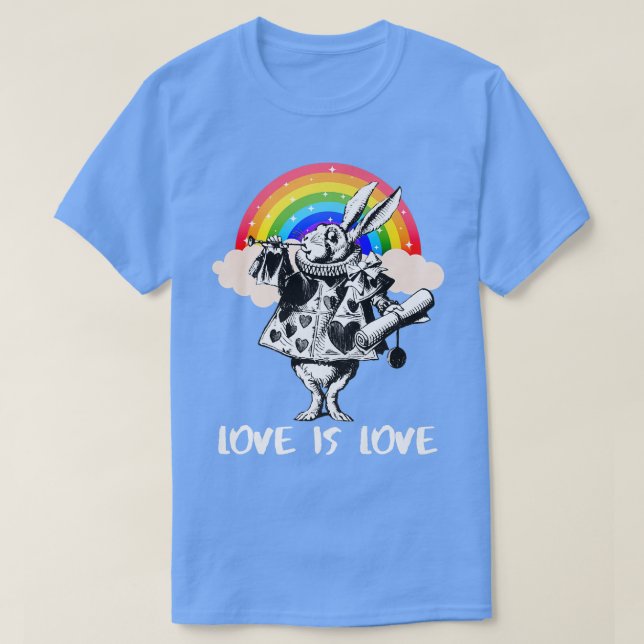 HBTQ Alice-i-underlandet Vita Kaninen - Kärlek är  T Shirt (Design framsida)