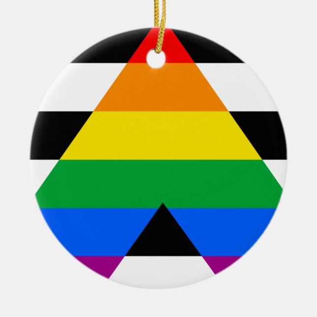 HBTQ+ Allierad Flagga Julgransprydnad Keramik (Framsidan)