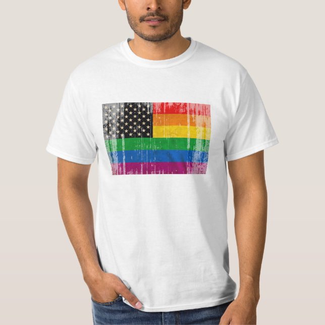 HBTQ-amerikansk flagga T Shirt (Framsida)