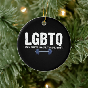 HBTQ Ben Styrka Triceps Quadriceps Gymälskare Julgransprydnad Keramik
