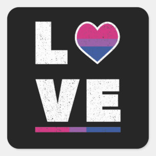 HBTQ Bisexuell stolthetsflagga Distressed Grunge K Fyrkantigt Klistermärke