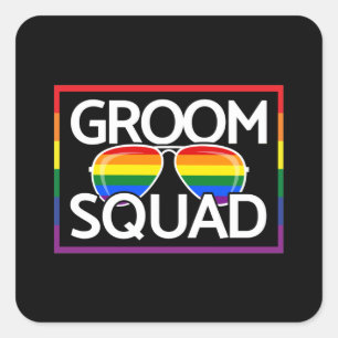 HBTQ Bröllop Gay Pride Matchande Brudtärnar Trupp Fyrkantigt Klistermärke