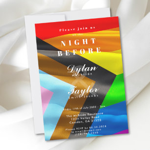 HBTQ Bröllop Natten Före Pride Flagga Typografi  Inbjudningar