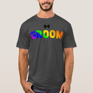hbtq bröllop regnbåge brudgum t shirt