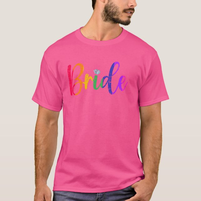HBTQ Bröllopsfest Brud T-Shirt Sällskapsdamer (Framsida)