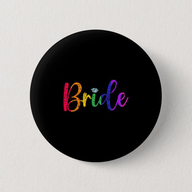 HBTQ Bröllopsfest Brud T-Shirt Sällskapsdamer Knapp (Framsida)
