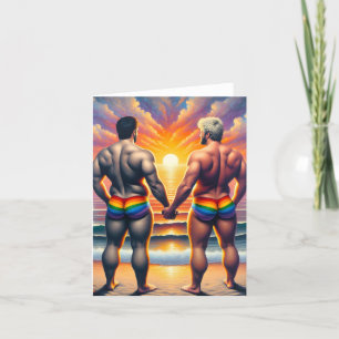 hbtq-dagen på stranden regnbågar kärlek är kärlek tack kort
