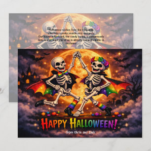 🕷️🌈HBTQ Dansande skelett och regnbågs månar kort