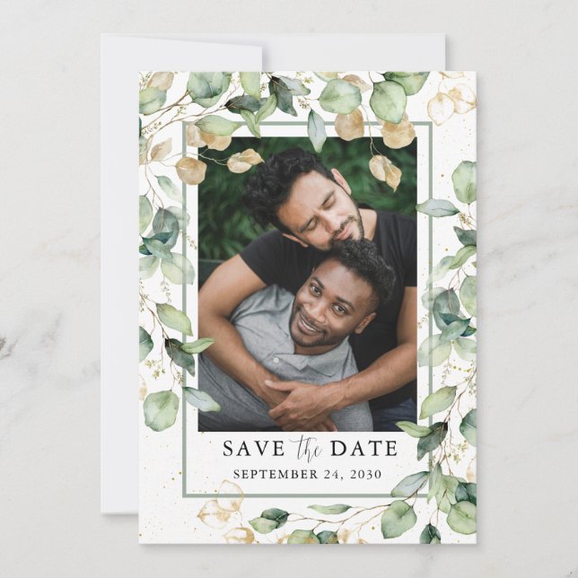 HBTQ Eucalyptus Guld Foto Spara Datum Datumet (Framsida)