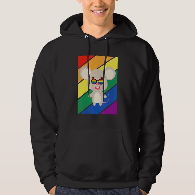 Hbtq Flagga Gay Pride Månad Regnbåge Möss Hbtq Gla Hoodie (Framsida)