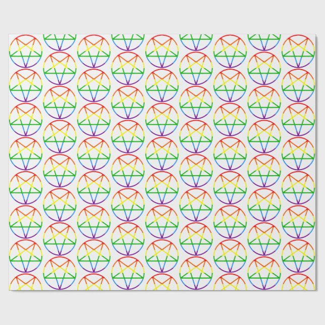 hbtq-flagga pentagram regnbåge presentpapper (Platt)
