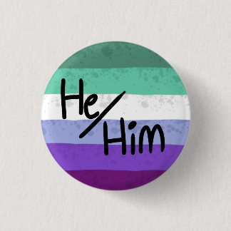Hbtq-flagga pronomenpin he/him knapp