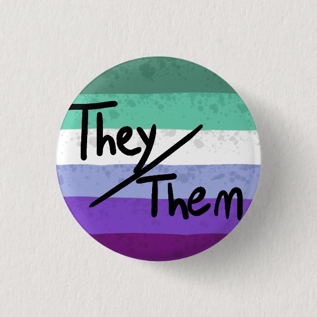 Hbtq-flagga pronomenpin they/them knapp (Framsida)