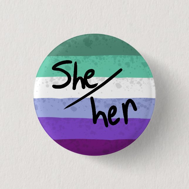 Hbtq-flagga pronomenpinne hon/henne knapp (Framsida)