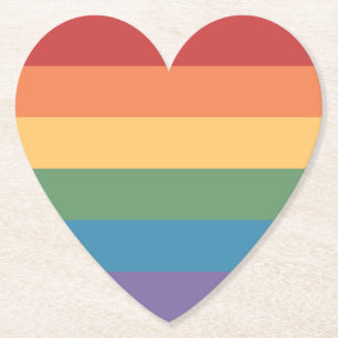 HBTQ-flaggad hjärtformad etikett Underlägg Papper