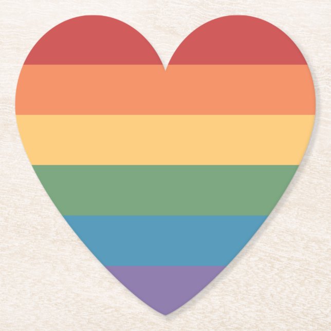 HBTQ-flaggad hjärtformad etikett Underlägg Papper (Framsida)