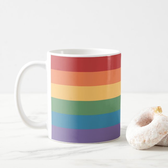 HBTQ-flaggans hemmelsfärgade nyanser Kaffemugg (Med munk)