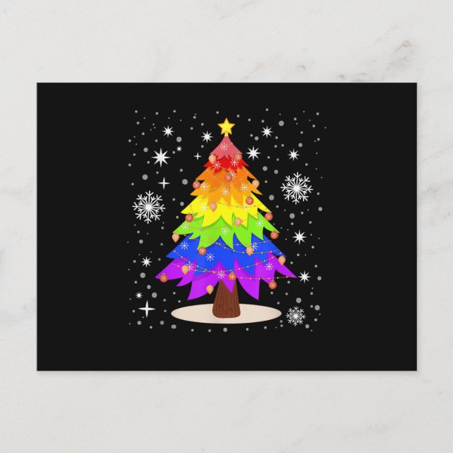 HBTQ-flaggans julgran God jul HBTQ  Helg Vykort (Framsida)
