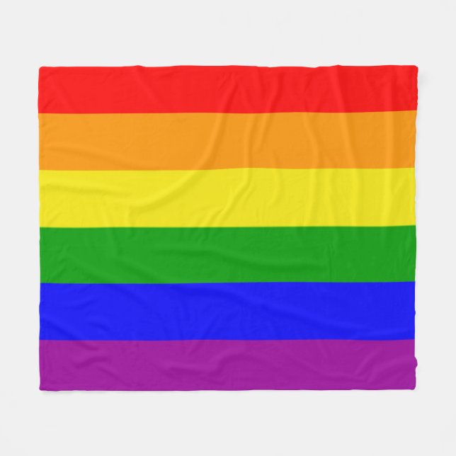 Hbtq-flaggans regnbågsfärger fleecefilt (Framsidan (Horisontell))