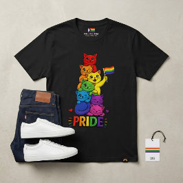 HBTQ Flaggkatter Glad Purride Gay Pride Månad Alli T Shirt