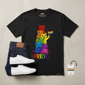 HBTQ Flaggkatter Glad Purride Gay Pride Månad Alli T Shirt