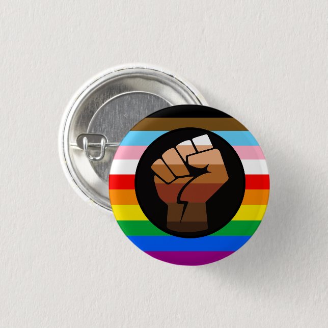 HBTQ+ Förbistring POC Pride Flagga Knapp (Framsida & baksida)