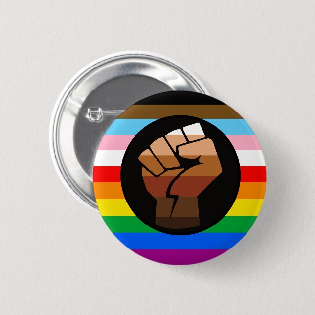 HBTQ+ Förbistring POC Pride Flagga Knapp (Framsida & baksida)