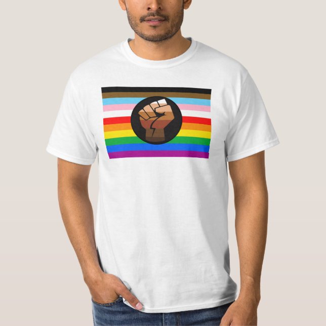 HBTQ+ Förloppsflagga för POC Pride T Shirt (Framsida)