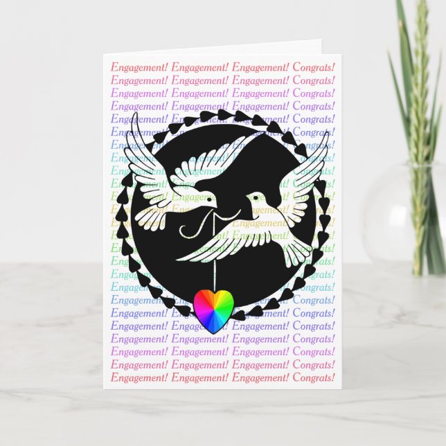 HBTQ-förlovningsgratulationskort: Regnbågs Hjärtdu Kort (Framsida)