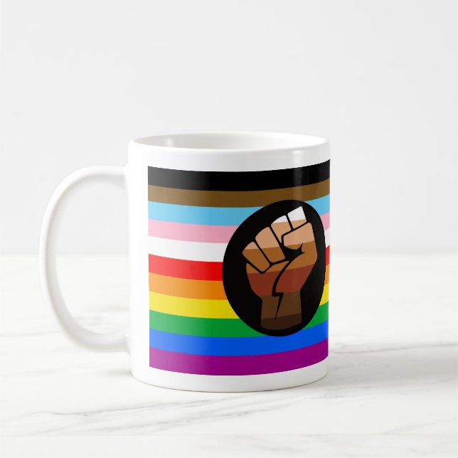 HBTQ+ Framsteg POC Pride Flagga Kaffemugg (Vänster)