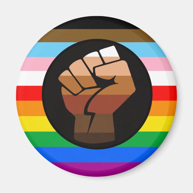 HBTQ+ Framsteg POC Pride Flagga Magnet (Framsidan)