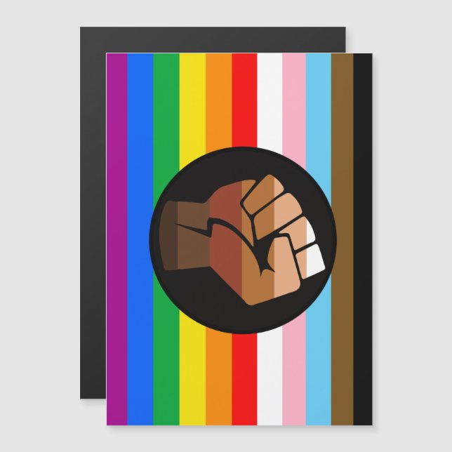 HBTQ+ Framsteg POC Pride Flagga Magnetisk Inbjudningskort (Fram/baksida)