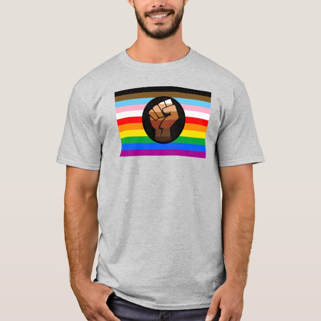 HBTQ+ Framsteg POC Pride Flagga T Shirt (Framsida)