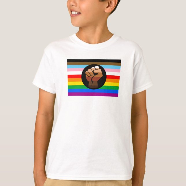 HBTQ+ Framsteg POC Pride Flagga T Shirt (Framsida)