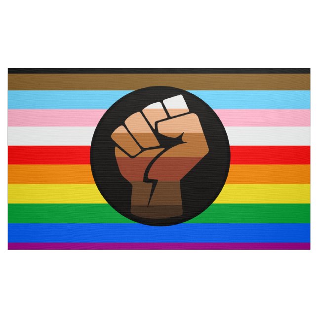 HBTQ+ Framsteg POC Pride Flagga Tyg (Yard)