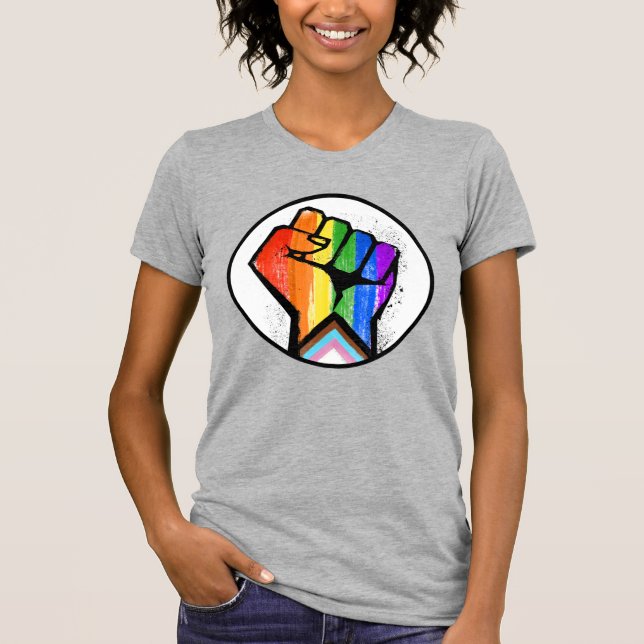 HBTQ FRAMSTEG PRIDE NÄVVE MOTSTÅND T SHIRT (Framsida)