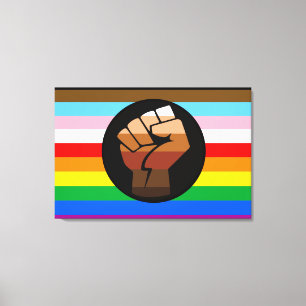 HBTQ+ Framstegs POC Pride Flagga Canvastryck