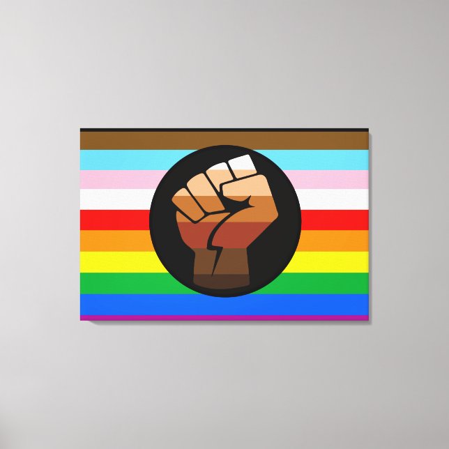 HBTQ+ Framstegs POC Pride Flagga Canvastryck (Framsida)