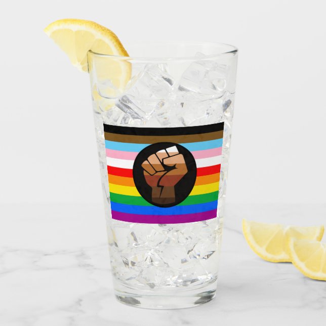 HBTQ+ Framstegs POC Pride Flagga Glaskopp (Framsida Ice)