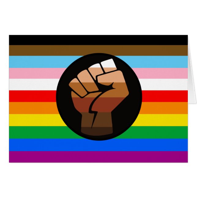 HBTQ+ Framstegs POC Pride Flagga Hälsningskort (Framsidan Horizontal)
