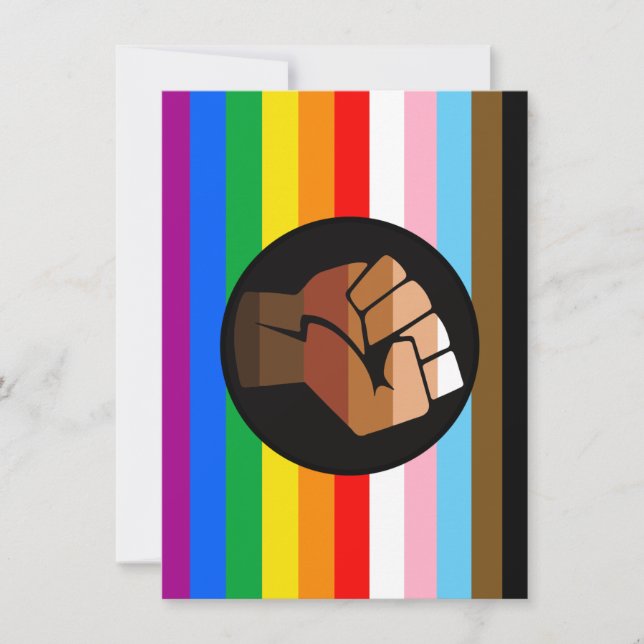 HBTQ+ Framstegs POC Pride Flagga Julkort (Framsida)