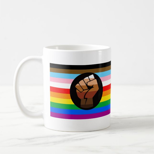 HBTQ+ Framstegs POC Pride Flagga Kaffemugg (Vänster)