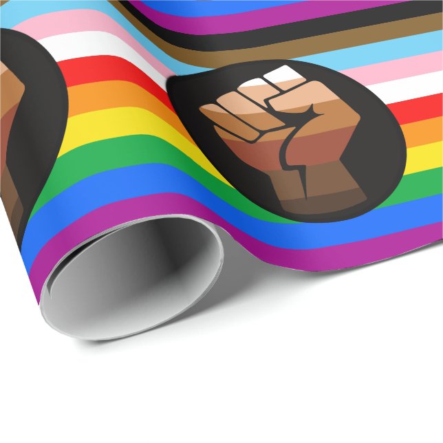 HBTQ+ Framstegs POC Pride Flagga Presentpapper (Rullad Hörn)